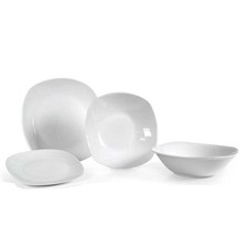 SERVIZIO DI PIATTI DA TAVOLA BIANCO 19 PEZZI CON INSALATIERA DESIGN QUADRATO