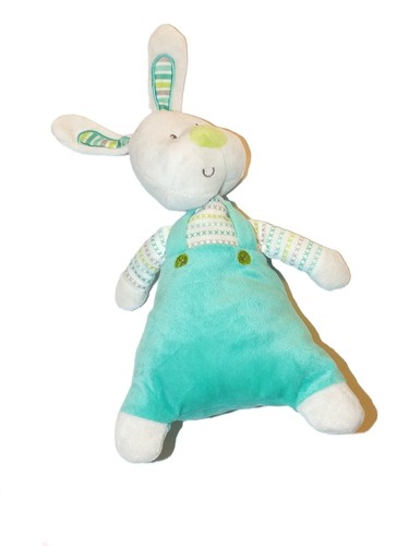 Doudou lapin salopette - doudou, bleu