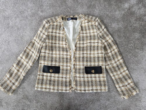 Blazer zara tweed ecopelle - zara,