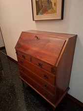 Scrittoio A Ribalta e cassettoni 5, Comò Legno Massello di noce arte povera 60' 