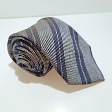 Cravatta BAGUTTA 100% Seta Fatta a mano Grigia Blu Righe Elegante Business Lusso