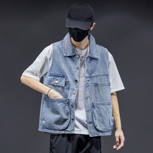 Gilet uomo smanicato denim