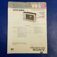 SONY WM-6 WM-16 Manuale di servizio Carta originale Guida di riparazione OEM - USA
