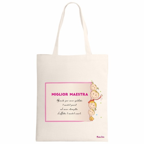 Borsa ecru scritta - ecru,