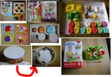 Lotto di 7 giochi bambini 0-3 anni vari usati puzzle costruzioni formine