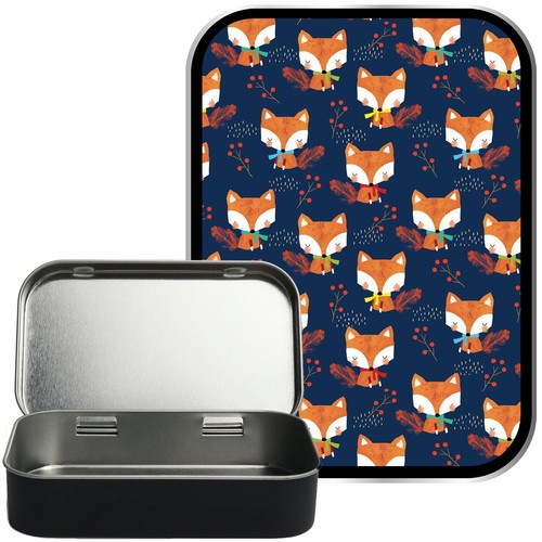 Blue fox pattern - pattern, black