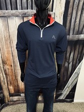 Giacca Pullover Rhoback Golf Blu Rosso e Bianco USA 1/4 Zip Taglia XL Come Nuova!