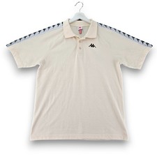 Kappa Men's Cream Logo Tape Polo Shirt Size Large Short Sleeve Casual