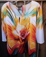 Top borchie elasticizzato nuovo senza etichette 🦋💎💥 VALENTINA 💥💎🦋 manica 3/4 splendida stampa M