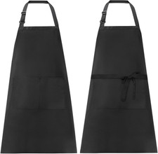 2 Pezzi Cuoco Grembiule, Tracolla Regolabile Grembiuli Da Cucina Con Tasche, Ner