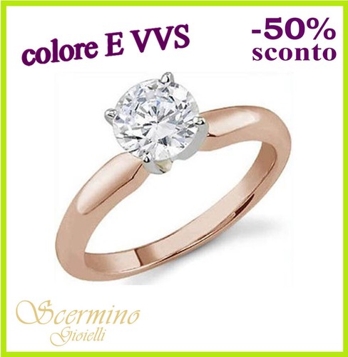 Anello solitario oro rosa 18k - rosa,