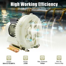 Soffiatore pompa aria serbatoio laghetto pesci industriale 110V aeratore ossigeno 370W 12kpa durevole