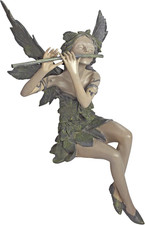 CL5276 Scultura Fata Del Vento Dell'Ovest Seduta, Abbronzatura, 34.5X26.5X48.5 C