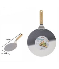 Pala Spatola Per Pizza Con Manico In Legno Paletta Tagliere Tondo 49x30,5cm 7418