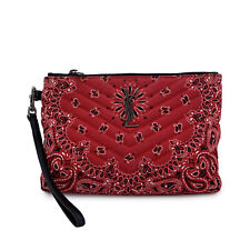 Autentica pochette da polso Saint Laurent rossa stampa bandana tela tela