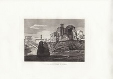 TEMPIO DI VENERE E ROMA,   di MOSCHETTI , grande incisione-rame, 1855