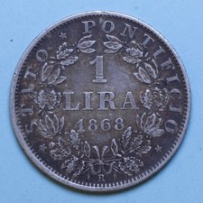 PIO IX LIRA 1868 XXII ROMA SPL