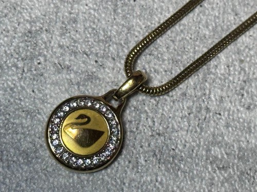 Swarovski swan necklace gold - necklace,