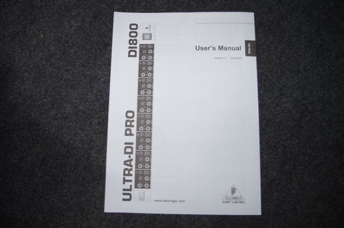 Manuale behringer ultra di800 - ultra,