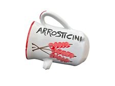 Brocca porta Arrosticini in terracotta bianca dipinta orizzontale e verticale