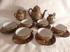 Servizio Da Te ×6 Porcellana Giapponese Satsuma Vintage, decorpato a mano 