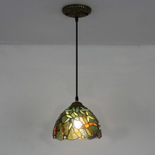 Lampada a sospensione Tiffany vintage forma vetro colorato libellula piramide design 8"