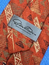 Autentica cravatta SOLE D' ORO BRUNO DE ANGELIS MILANO su arancione 100% seta