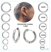 Orecchini Cerchio Acciaio Uomo Donna Cerchietto Pirata 3x16-18-20-22-24-26mm