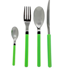 EME Posateria, Set  posate acciaio inox 24 pezzi manico verde acceso