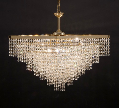 Lampadario piramide oro strass - oro,