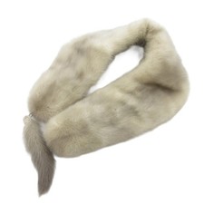 Puntale in pelliccia di visone grigio da donna usato senza marca lungo 80 cm