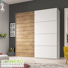 Armadio due ante scorrevoli NEXUS Gihome ® 220 cm rovere/bianco ripiani interni
