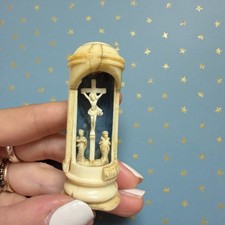 Antico Altare Sacro Da Viaggio In Osso Inciso Settecentesco Dipinto Raro