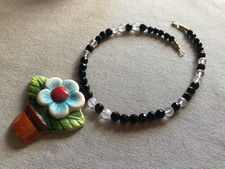 Collana donna pietre sfaccettate di agata nero e quarzo rosa  trasparente light