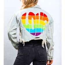 Giacca denim Trio Urban Pride cropped effetto invecchiato nuova con etichetta