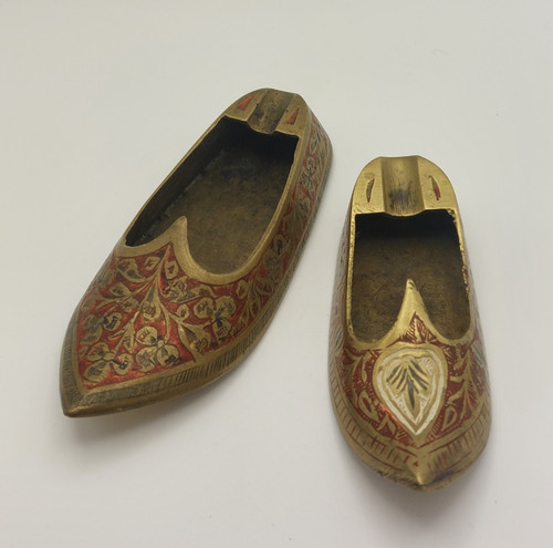 Two vintage brass and - two, enamel