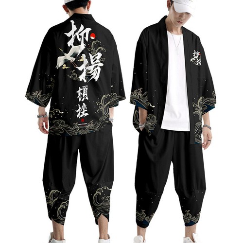 Uomo crane kimono cappotto - crane,