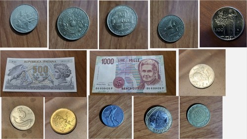 Stock monete banconote lire - stock, monete/banconote