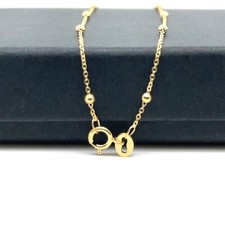 Collana donna oro giallo 9 kt 2 mm traccia piatta perline catena 16" 18" 20" 22" 24"