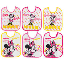 Set 6 Bavaglini Bavette In Spugna Neonato Disney Minnie Mouse Retro In PVC