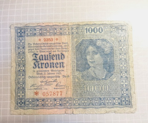 Austria 1922 1000 - , corone