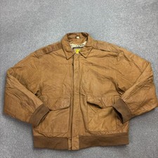 Leather Flying Jacket Adult Small Brown Military Aviator Flight USA Bomber Men*