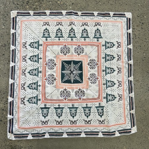 Crocheted geometric afghan - crocheted,