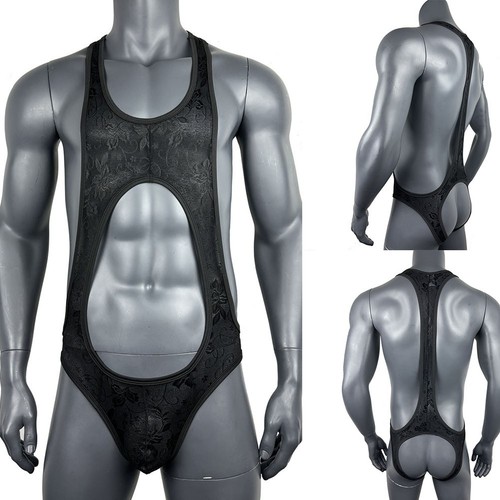 Body uomo nero pizzo jacquard