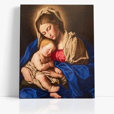 Quadro su Tela Madonna col Bambino di Sassoferrato |Q1188|Stampa Religiosa Sacra