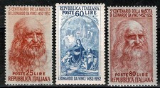 1952 REPUBBLICA ITALIANA SERIE 5 CENT LEONARDO DA VINCI 3 VALORI MNH MF51841