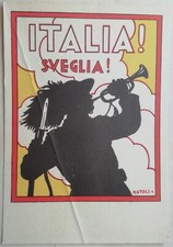 CARTOLINA ITALIA! SVEGLIA! BERSAGLIERI IN CONGEDO PALERMO MILITARE GUERRA 