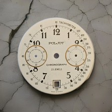 Quadrante nuovo Poljot cronografo 3133 – originale, bianco, numeri arabi. 