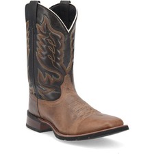 Laredo Montana Sabbia/pelle Marrone Punta Quadrata Western Cowboy Boots ( Ua Men