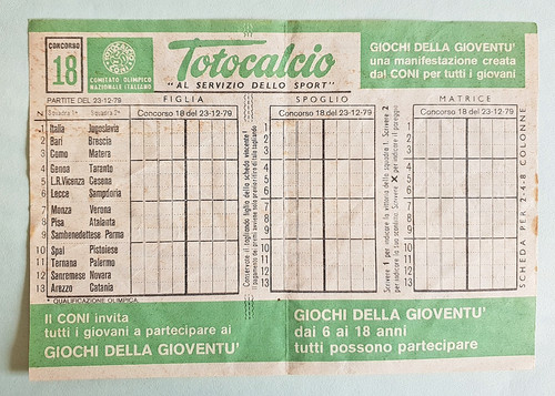 Schedina totocalcio concorso - schedina,